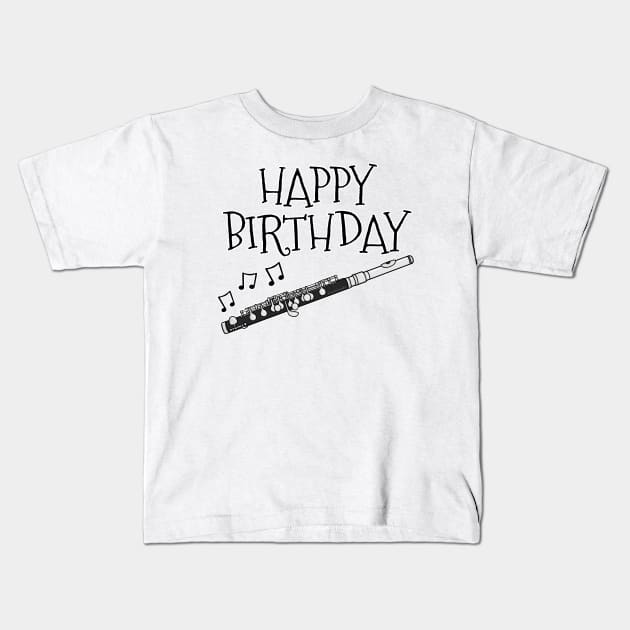 Piccolo Happy Birthday Piccoloist Woodwind Musician Kids T-Shirt by doodlerob